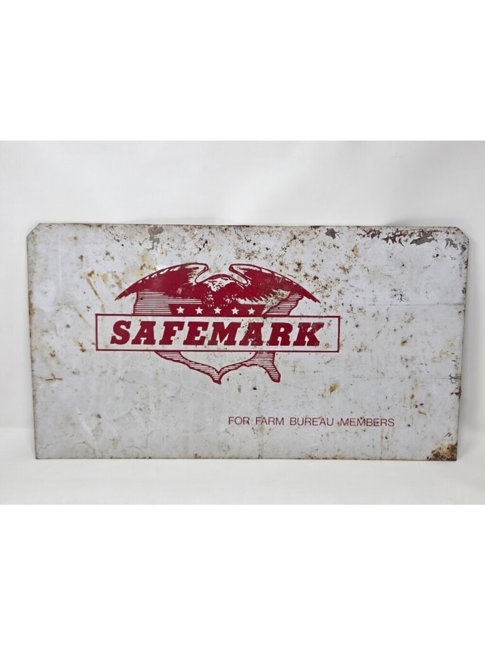 Vintage Safemark Farm Bureau Members Metal Advertising Sign Eagle Graphic